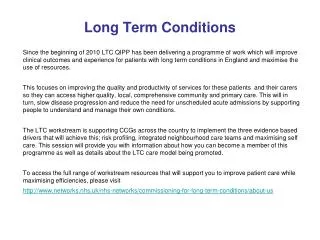 Long Term Conditions