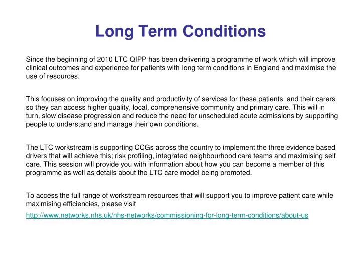 long term conditions