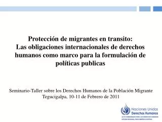 Seminario-Taller sobre los Derechos Humanos de la Población Migrante