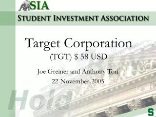 Target Corporation (TGT) $ 58 USD