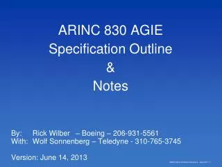 ARINC 830 AGIE Specification Outline &amp; Notes