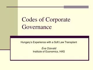 Codes of Corporate Governance