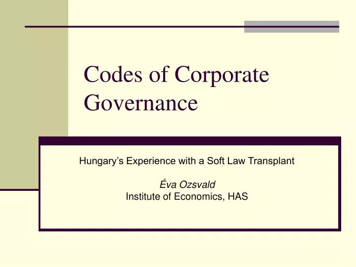 codes of corporate governance