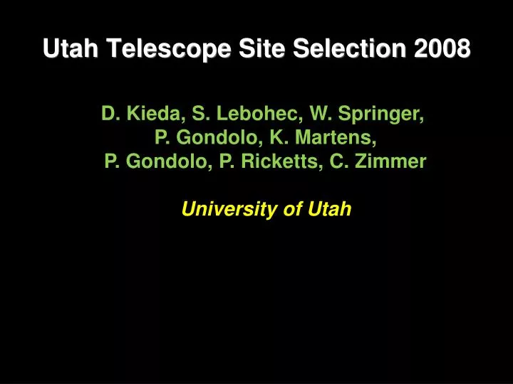 utah telescope site selection 2008