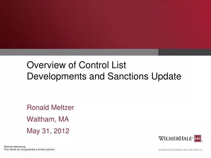 overview of control list developments and sanctions update