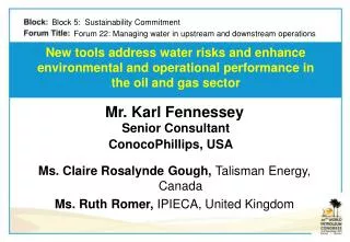 Forum 22: Managing water in upstream and downstream operations