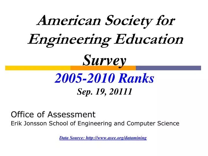 american society for engineering education survey 2005 2010 ranks sep 19 20111