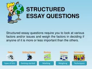 STRUCTURED ESSAY QUESTIONS