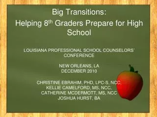 Big Transitions: Helping 8 th Graders Prepare for High School