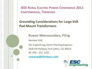 IEEE Rural Electric Power Conference 2011 Chattanooga, Tennessee