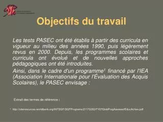 objectifs du travail