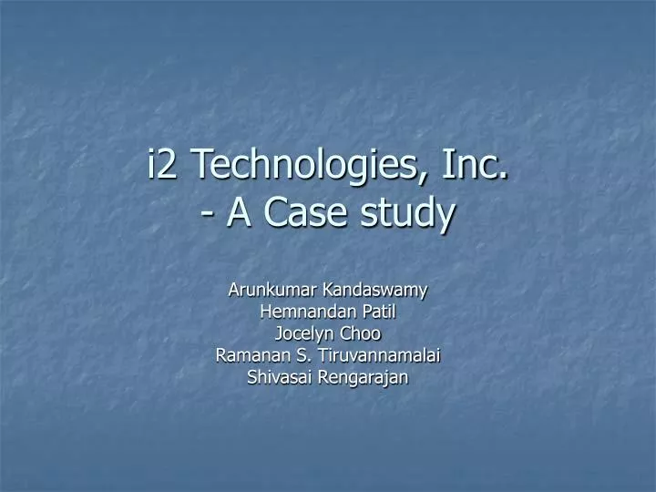i2 technologies inc a case study