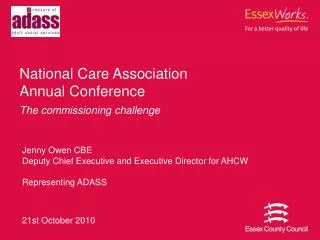 National Care Association Annual Conference The commissioning challenge
