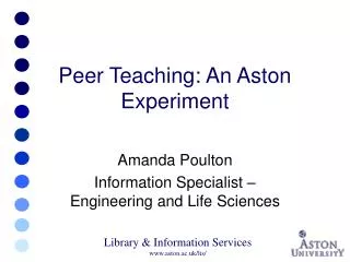 Peer Teaching: An Aston Experiment