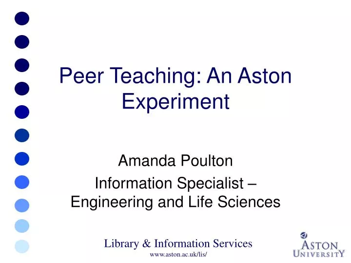 peer teaching an aston experiment