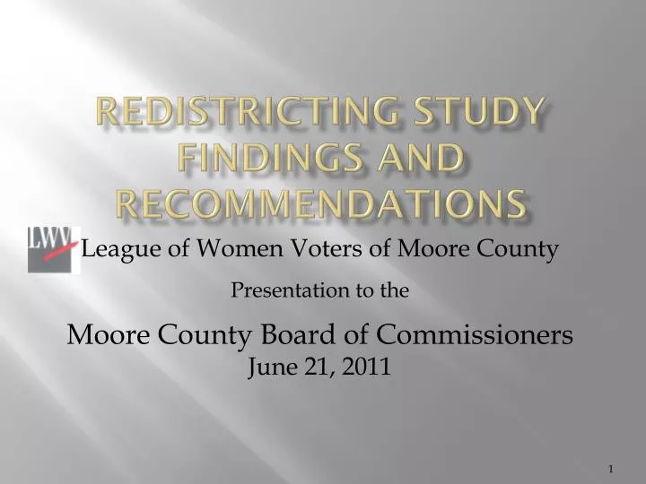 redistricting study findings and recommendations