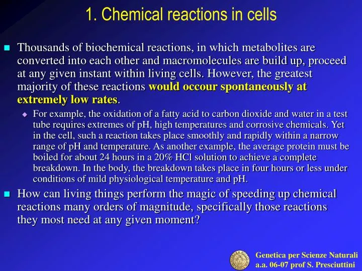 1 chemical reactions in cells