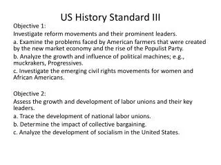 US History Standard III