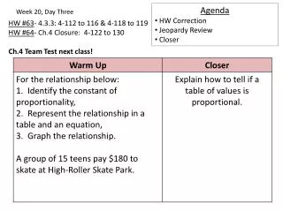 HW #63 - 4.3.3: 4-112 to 116 &amp; 4-118 to 119 HW #64 - Ch.4 Closure: 4-122 to 130