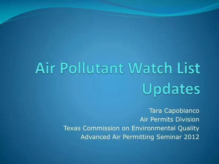 air pollutant watch list updates