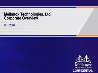 Mellanox Technologies, Ltd. Corporate Overview