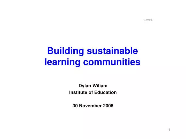 building sustainable learning communities