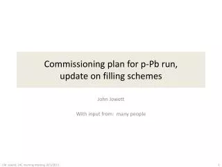 Commissioning plan for p- Pb run, update on filling schemes