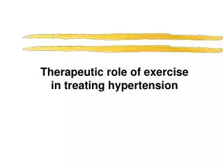 Therapeutic role of exercise in treating hypertension