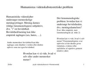 humanioras videnskabsteoretiske problem