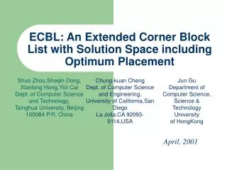 ECBL: An Extended Corner Block List with Solution Space including Optimum Placement
