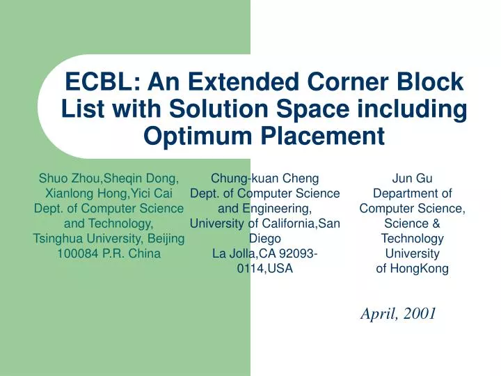 ecbl an extended corner block list with solution space including optimum placement