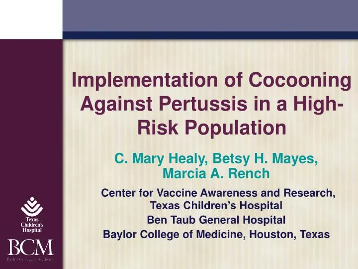 implementation of cocooning against pertussis in a high risk population
