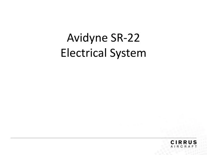 avidyne sr 22 electrical system
