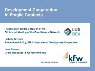 Development Cooperation in Fragile Contexts