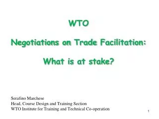 WTO Negotiations on Trade Facilitation: W hat is at s take ?