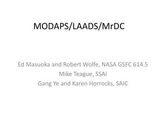 MODAPS/LAADS/MrDC