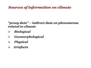 Sources of information on climate