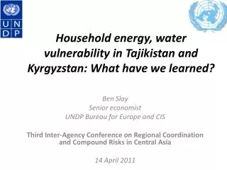 Household energy, water vulnerability in Tajikistan and Kyrgyzstan : What have we learned?