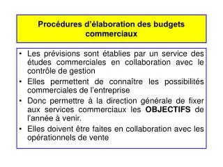 proc dures d laboration des budgets commerciaux