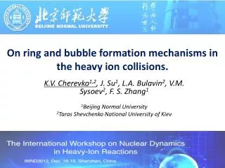 On ring and bubble formation mechanisms in the heavy ion collisions.