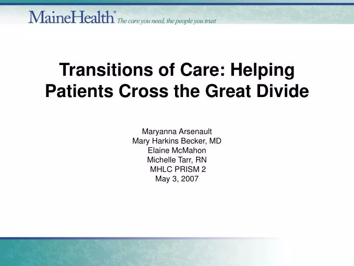 transitions of care helping patients cross the great divide