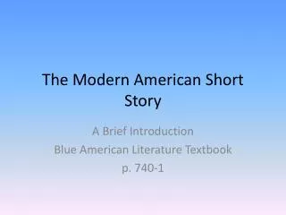 The Modern American Short Story