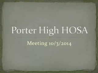 Porter High HOSA