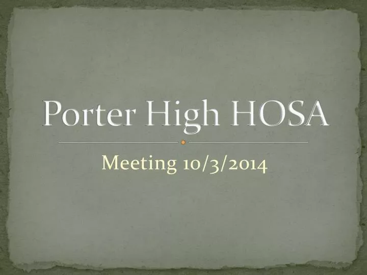 porter high hosa