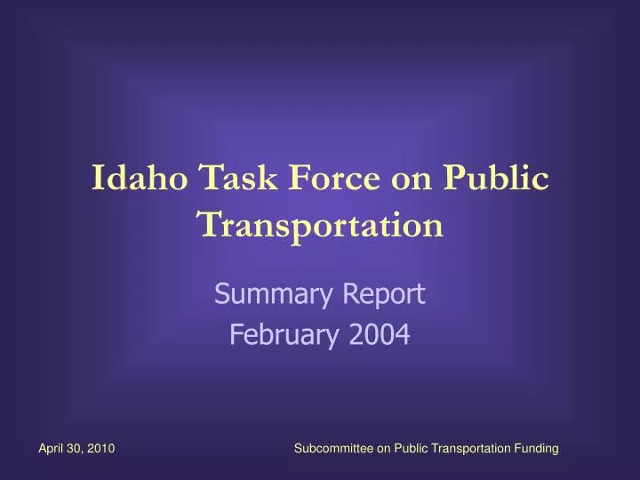 idaho task force on public transportation