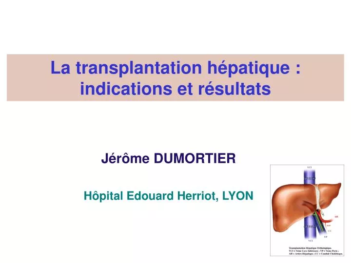 la transplantation h patique indications et r sultats