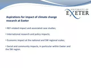 Aspirations for impact of climate change research at Exeter