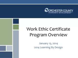 Work Ethic Certificate Program Overview