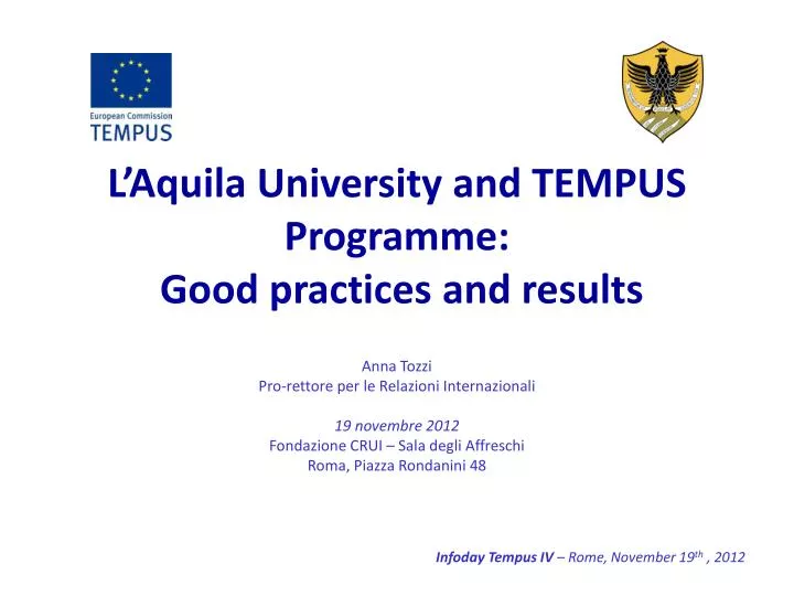 l aquila university and tempus programme good practices and results