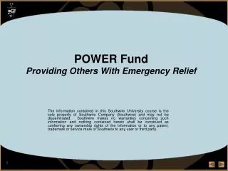 POWER Fund Providing Others With Emergency Relief